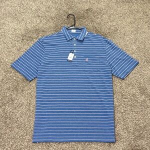 NWT Johnnie O Hangin Out Mens Polo Shirt Stripped Cotton Short Sleeve Stretch M